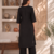 New women's latest black cotton blend floral embroidered kurta with trouser set