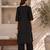 New women's latest black cotton blend floral embroidered kurta with trouser set