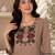 New women's latest brown cotton blend floral embroidered kurta with trouser set