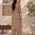 New women's latest brown cotton blend floral embroidered kurta with trouser set