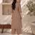 New women's latest brown cotton blend floral embroidered kurta with trouser set