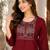 New women's latest maroon cotton blend floral embroidered kurta with trouser set