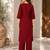 New women's latest maroon cotton blend floral embroidered kurta with trouser set