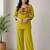 Women's daily wear stylish green embroidered cotton blend kurta with trouser set