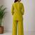 Women's daily wear stylish green embroidered cotton blend kurta with trouser set