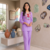 Women's daily wear stylish lavendar embroidered cotton blend kurta with trouser set