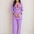 Women's daily wear stylish lavendar embroidered cotton blend kurta with trouser set