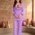 Women's daily wear stylish lavendar embroidered cotton blend kurta with trouser set
