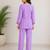Women's daily wear stylish lavendar embroidered cotton blend kurta with trouser set