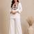 Women's daily wear stylish off-white embroidered cotton blend kurta with trouser set