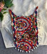 White navratri mirror work cotton gamthi embroidery blouse