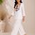 Women's daily wear stylish off-white embroidered cotton blend kurta with trouser set