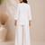Women's daily wear stylish off-white embroidered cotton blend kurta with trouser set