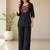Women's daily wear stylish black embroidered cotton blend kurta with trouser set