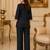 Women's daily wear stylish black embroidered cotton blend kurta with trouser set