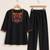 Women's daily wear stylish black embroidered cotton blend kurta with trouser set