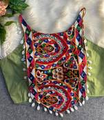 Sea green navratri mirror work cotton gamthi embroidery blouse