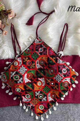 maroon hand mirror kaudi cotton noodle strap blouse