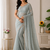 Grey Color beads handwork Silk Blend Saree