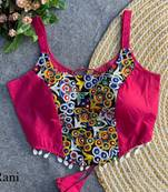 Ranipink navratri corset style magic cotton blouse with mirror, kaudi & thread work