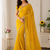 Yellow Color beads handwork Silk Blend Saree