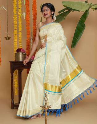 Zari kasavu tissue saree 1