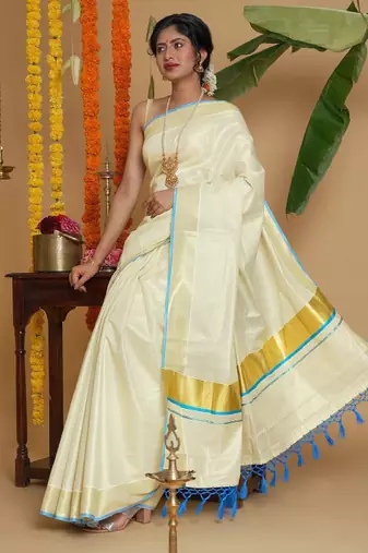 Zari kasavu tissue saree