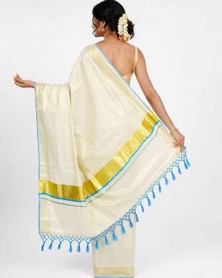 Zari kasavu tissue saree 3