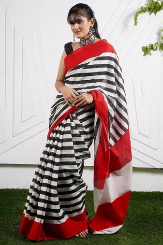 Striped pure cotton saree