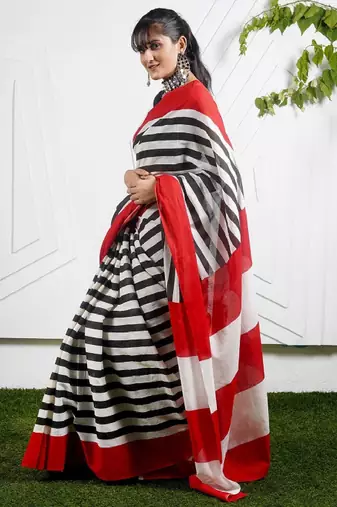 Striped pure cotton saree