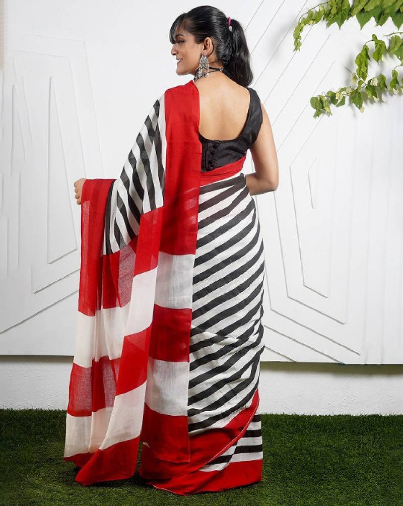Striped pure cotton saree