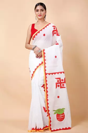 Woven design zari pure cotton khadi saree