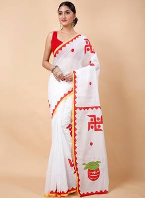Woven design zari pure cotton khadi saree 2