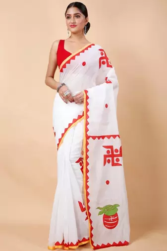 Woven design zari pure cotton khadi saree
