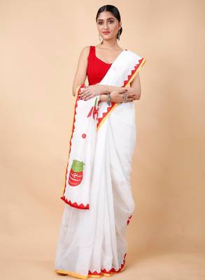 Woven design zari pure cotton khadi saree 3