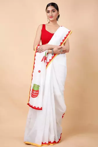 Woven design zari pure cotton khadi saree