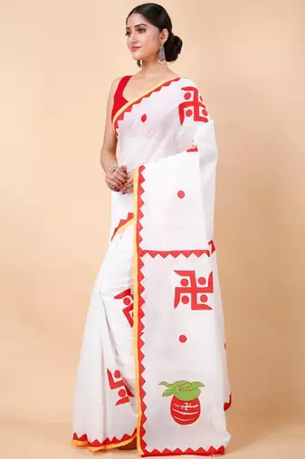 Woven design zari pure cotton khadi saree