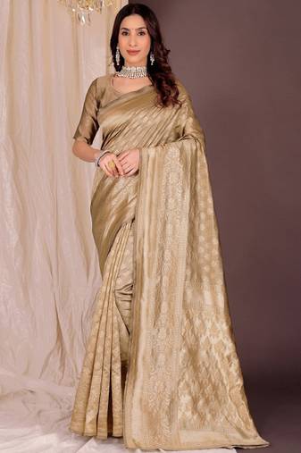 gold silk cotton kanjeevaram saree with zari work