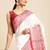 White & red solid pure cotton taant saree