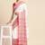 White & red solid pure cotton taant saree