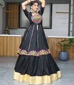 black cotton embroidered ghagra choli