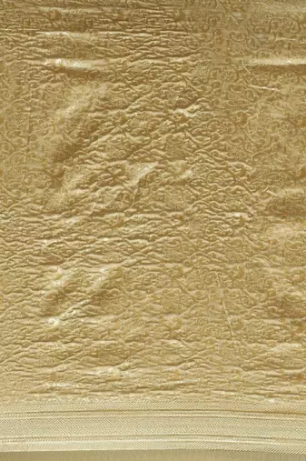 cream and gold silk blend banarasi saree with woven zari design