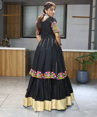 black cotton embroidered ghagra choli 3