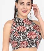 Multi cotton ajrak printed non padded blouse
