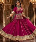 rani pink cotton embroidered ghagra choli