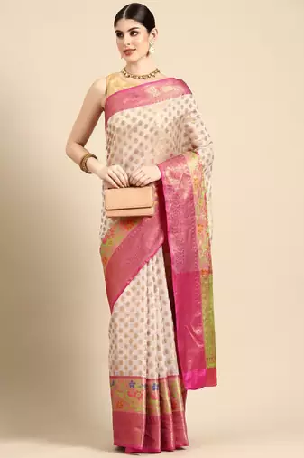 Ethnic motifs zari silk cotton kasauv saree