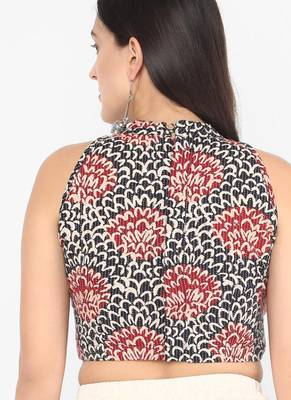 Multi cotton ajrak printed non padded blouse 2
