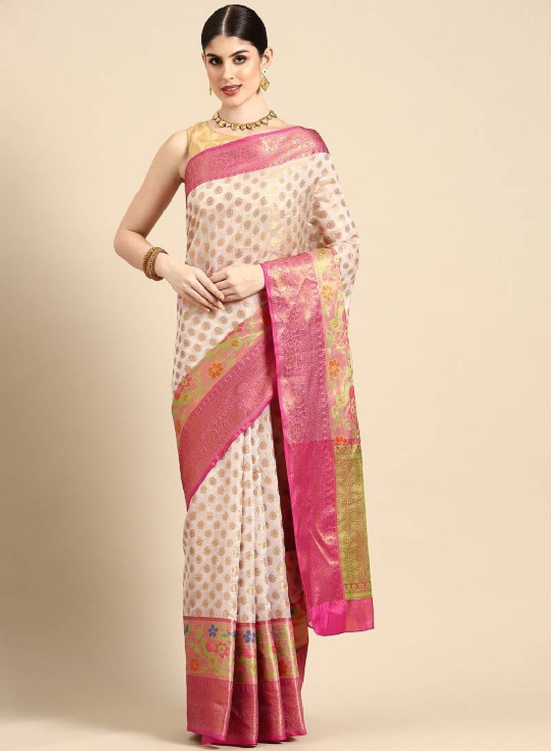 Ethnic motifs zari silk cotton kasauv saree