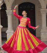 multicolor silk blend embroidered ghagra choli