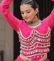 hot pink art silk printed ghagra choli